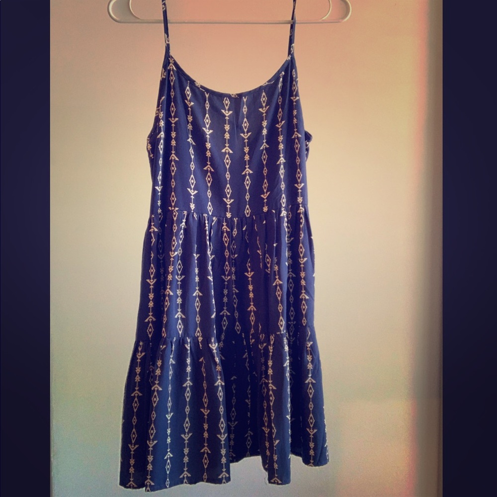 Navy Blue Arrow Print Dress